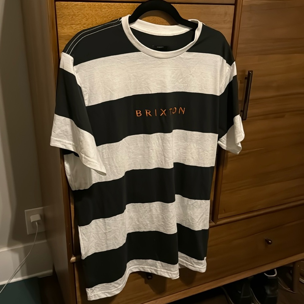 Brixton Black and White Striped Shirt